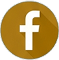 Facebook logo in gold circle, representing social media branding and marketing strategies for Dance Insurance Group.